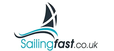 Logo of Sailingfast.co.uk featuring a stylized sailboat design with blue and black colors.